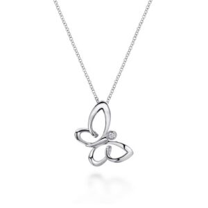 Sterling silver butterfly pendant with white sapphires by Gabriel & Co.