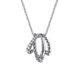 Sterling silver pendant with white sapphires by Gabriel & Co.