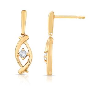 10 Karat Yellow Gold Diamond Earrings