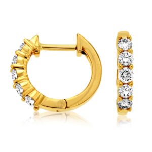 14 Karat Yellow Gold Diamond Earrings