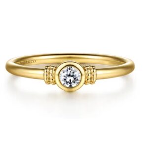 14 karat yellow gold white sapphire ring by Gabriel & Co.