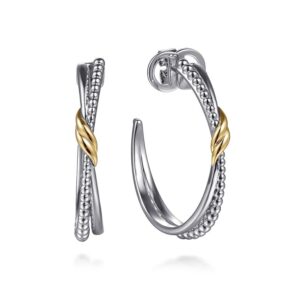 14 karat yellow gold and sterling silver earrings by Gabriel & Co.