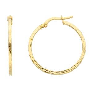 14 karat yellow gold hoop earrings. MADE IN ITALY.