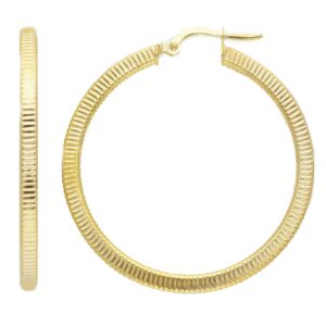 14 karat yellow gold hoop earrings. MADE IN ITALY.