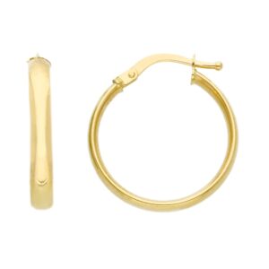 14 karat yellow gold hoop earrings. MADE IN ITALY.