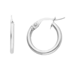 9 karat white gold hoop earrings. MADE IN ITALY.