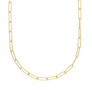 9 karat yellow gold paper clip chain necklace. 17.72 inches (45 cm). MADE IN ITALY.