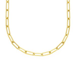 9 Karat Yellow Gold paper clip Chain.. Made in Italy
