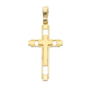 18 karat yellow gold cross pendant. MADE IN ITALY