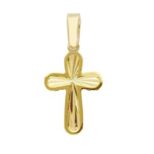 14 karat yellow gold cross pendant. MADE IN ITALY
