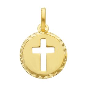 14 karat yellow gold cross pendant. MADE IN ITALY.