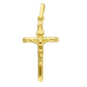 18 karat yellow gold crucifix pendant. MADE IN ITALY
