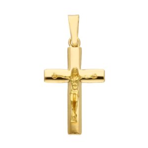 14 karat yellow gold crucifix pendant. MADE IN ITALY