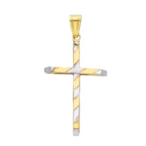18 karat white and yellow gold cross pendant. MADE IN ITALY.