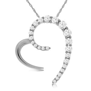 14 karat white gold diamond heart pendant