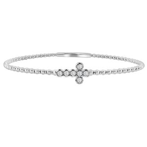 14kt Diamond Cross Bangle Bracelet