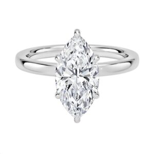 14 Karat Hidden Halo Engagement Ring With 2 CT Marquise Newborn Created Diamond