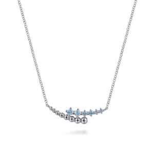 Sterling silver blue topaz and diamond necklace by Gabriel & Co.